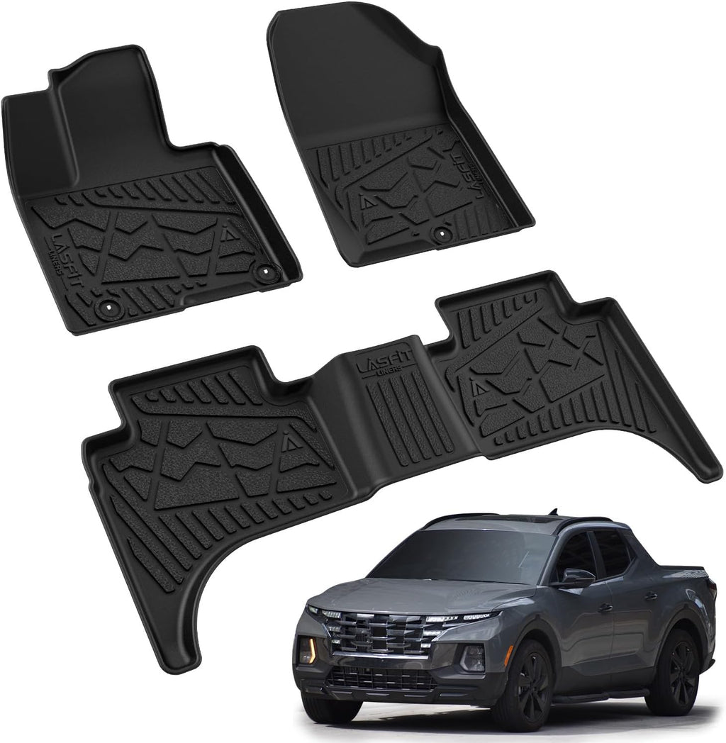 LASFIT Floor Mats for Hyundai Santa Cruz 2026 2025 2024 2023 2022, Custom Fit TPE All Weather Floor Liners 1st & 2nd Row Car Mats Accessories for Hyundai Santa Cruz 2022-2026, Black