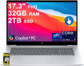 HP OmniBook 7 Laptop 17.3' FHD IPS Touch (400nits, 100% sRGB) Intel 8-core Ultra 7 258V (Up to 47 Tops) 32GB DDR5 2TB SSD for Designer Business Professional Backlit IR Camera Win11 ICP Hub