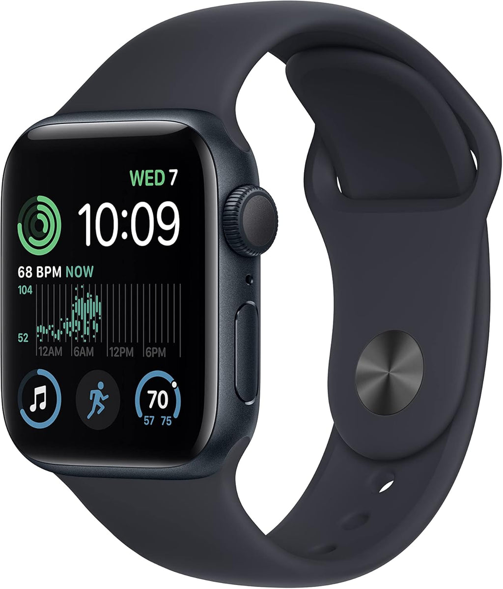 Apple Watch SE (2nd Gen) [GPS 40mm] Smart Watch w/Midnight Aluminum Case & Midnight Sport Band - S/M. Fitness & Sleep Tracker, Crash Detection, Heart Rate Monitor, Retina Display, Water Resistant