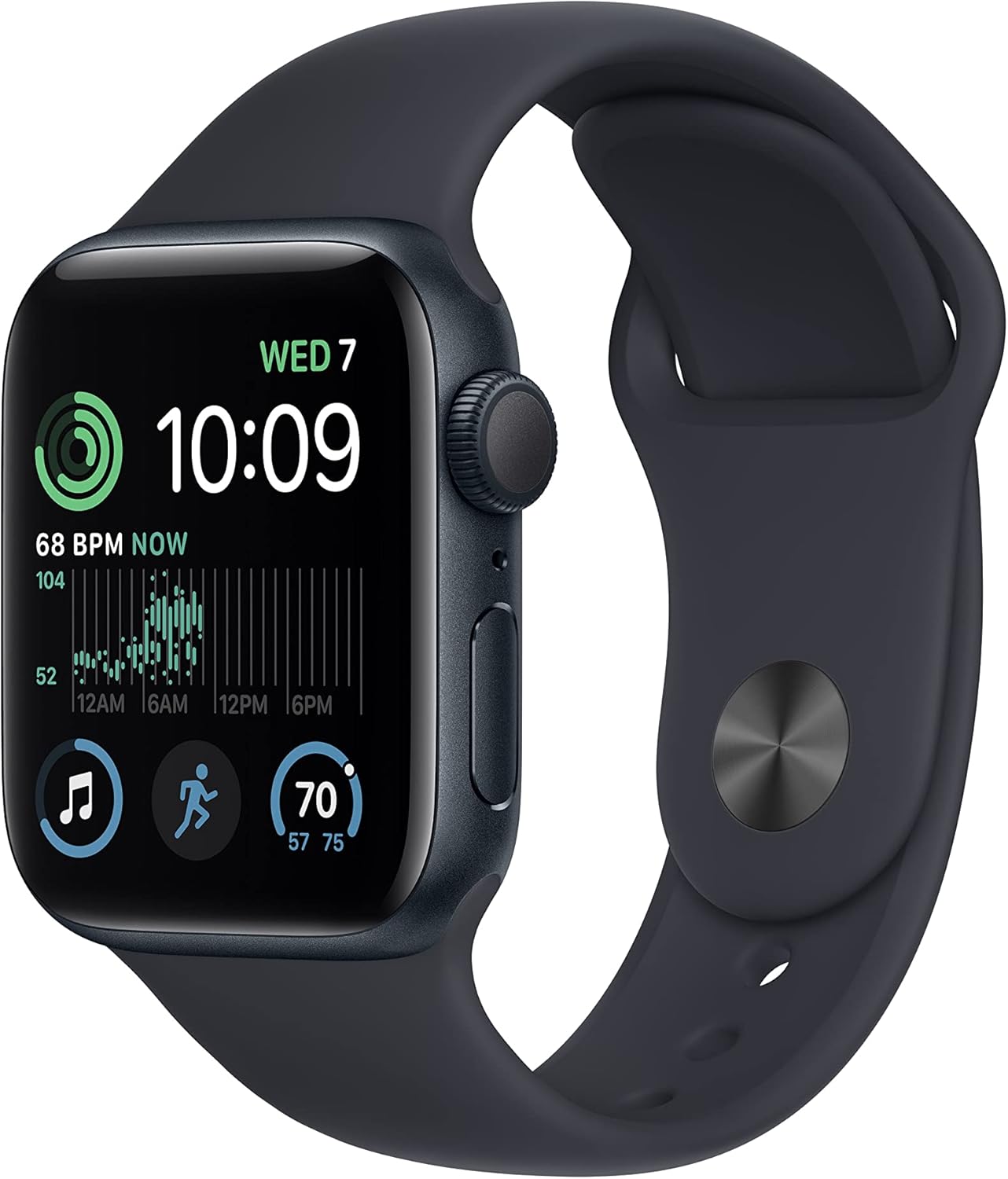 Apple Watch SE (2nd Gen) [GPS 40mm] Smart Watch w/Midnight Aluminum Case & Midnight Sport Band - S/M. Fitness & Sleep Tracker, Crash Detection, Heart Rate Monitor, Retina Display, Water Resistant