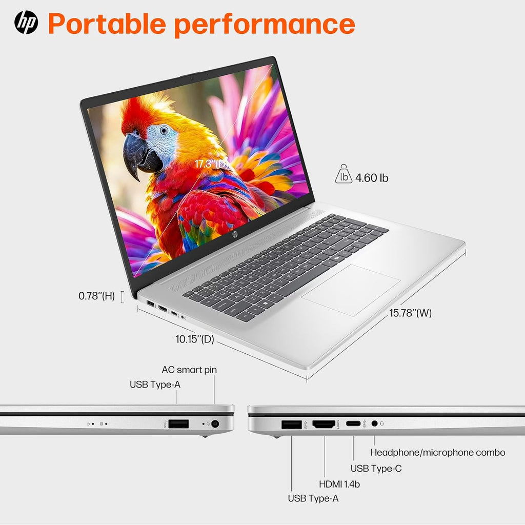 HP 2025 17 inch Laptop, Intel 8-Core i3-N305, 17.3' HD+ Anti-Glare Display, 32GB RAM, 1TB SSD, Windows 11 Pro, Copilot AI, Numeric Keypad, Wi-Fi 6, HDMI, for Business Student, w/Accessories