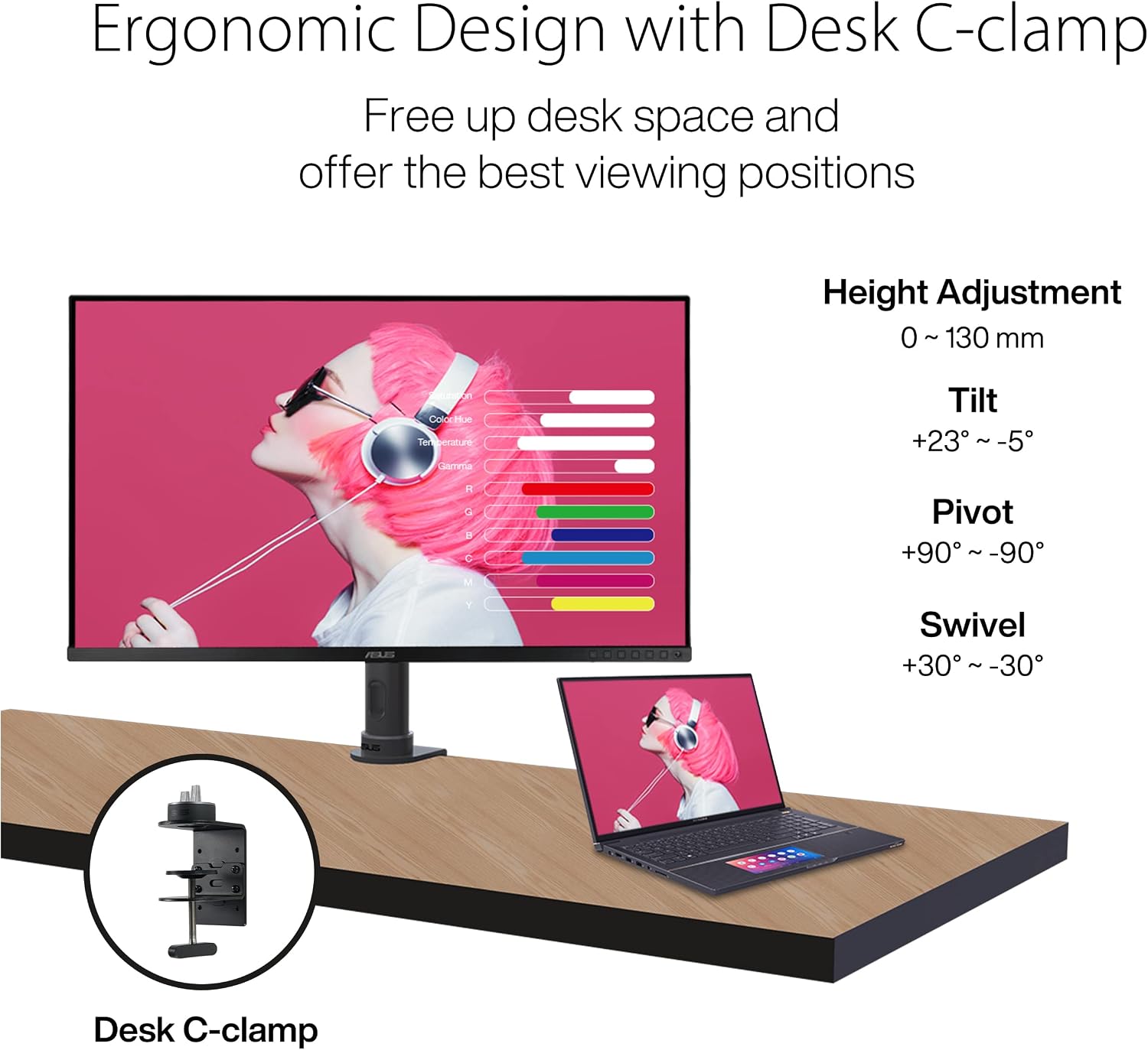 ASUS ProArt Display 32' 1440P Monitor (PA328CGV) - IPS, 165Hz, 95% DCI-P3, 100% sRGB/Rec.709, ΔE < 2, Calman Verified, USB-C Power Delivery, HDMI, USB 3.1 Hub, Compatible with Laptop & Mac Monitor