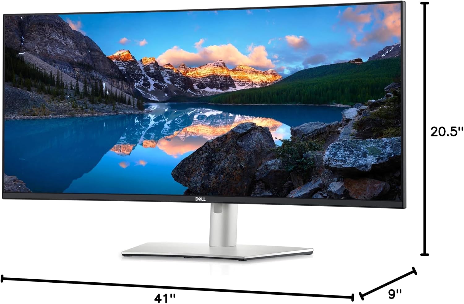 Dell U3821DW UltraSharp Curved USB-C Hub Monitor - 37.52-inch WQHD (3840 x 1600) 60Hz 2300R Curvature Display, 8ms Response time, USB-C/DP/HDMI/RJ-45, Height/Slant/Tilt/Swivel Adjustability - Silver