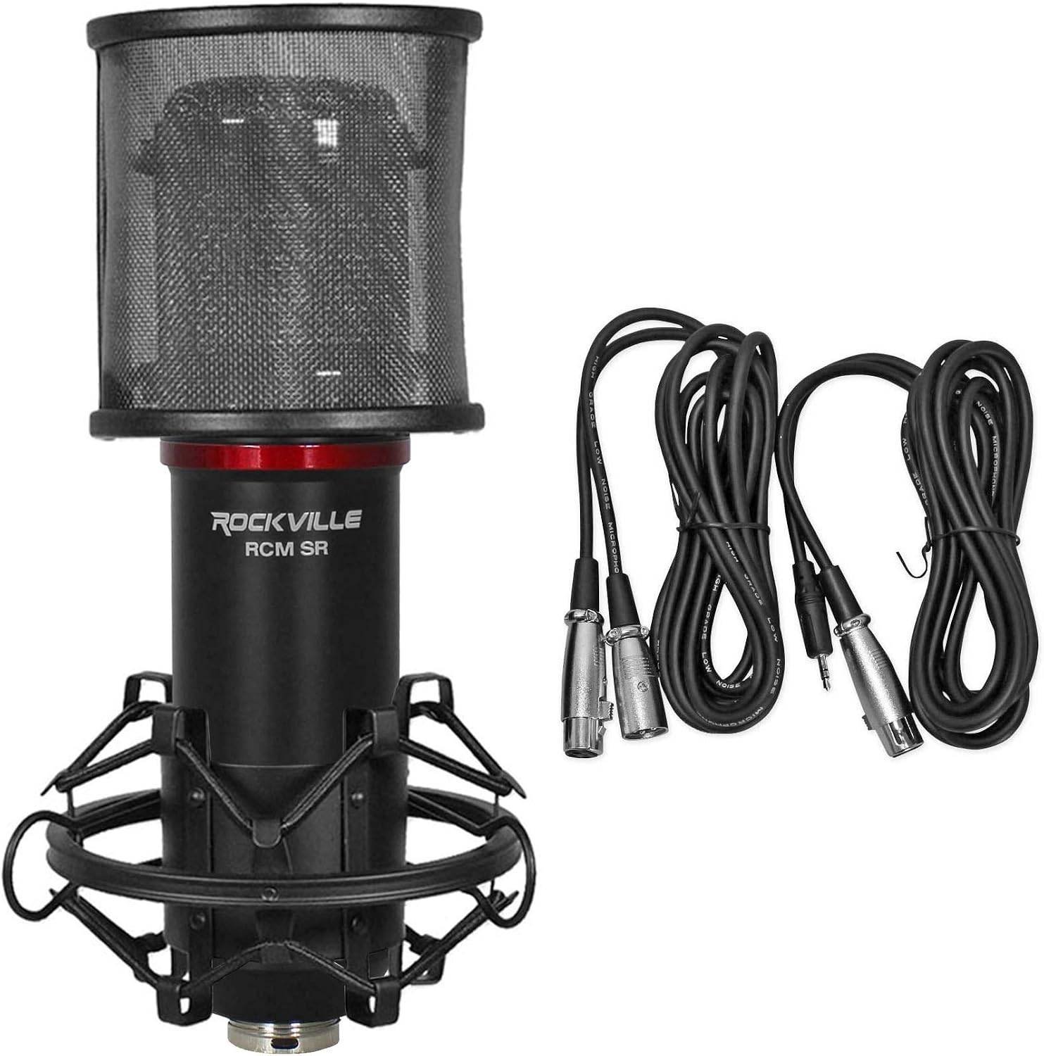 Audiosavings Bundle: Focusrite Scarlett Solo 4th Gen Studio Recording USB Audio Interface Bundle with Rockville RDTS Microphone Stand+RCM SR Studio/Recording Microphone+PRO-M50 SR Headphone (4 Items)
