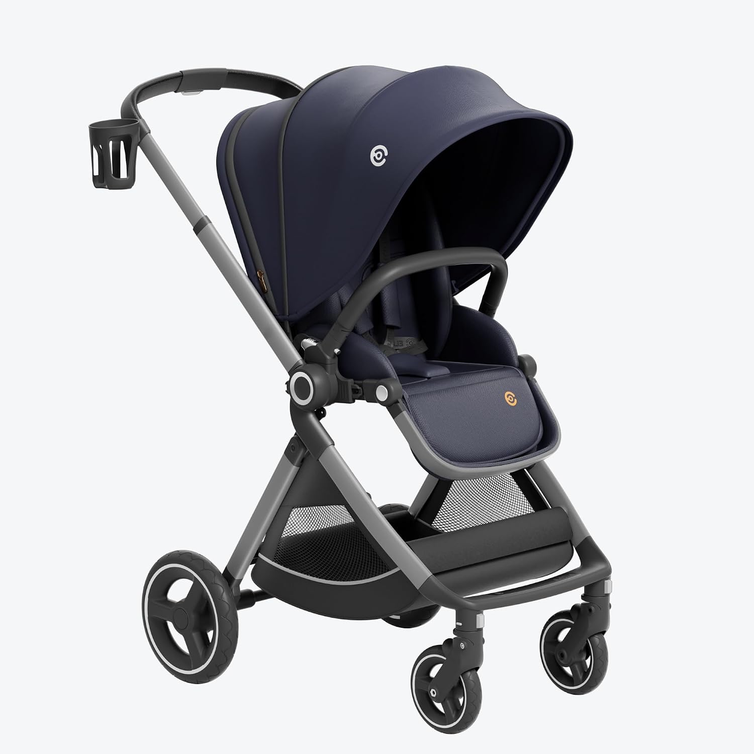 EMU Full-Size Foldable Baby Stroller Full Recline Cockpit Compact Toddler Stroller with Reversible Seat All-Terrain Newborn Infant Pram Carriage for City Outdoor - Dark Blue