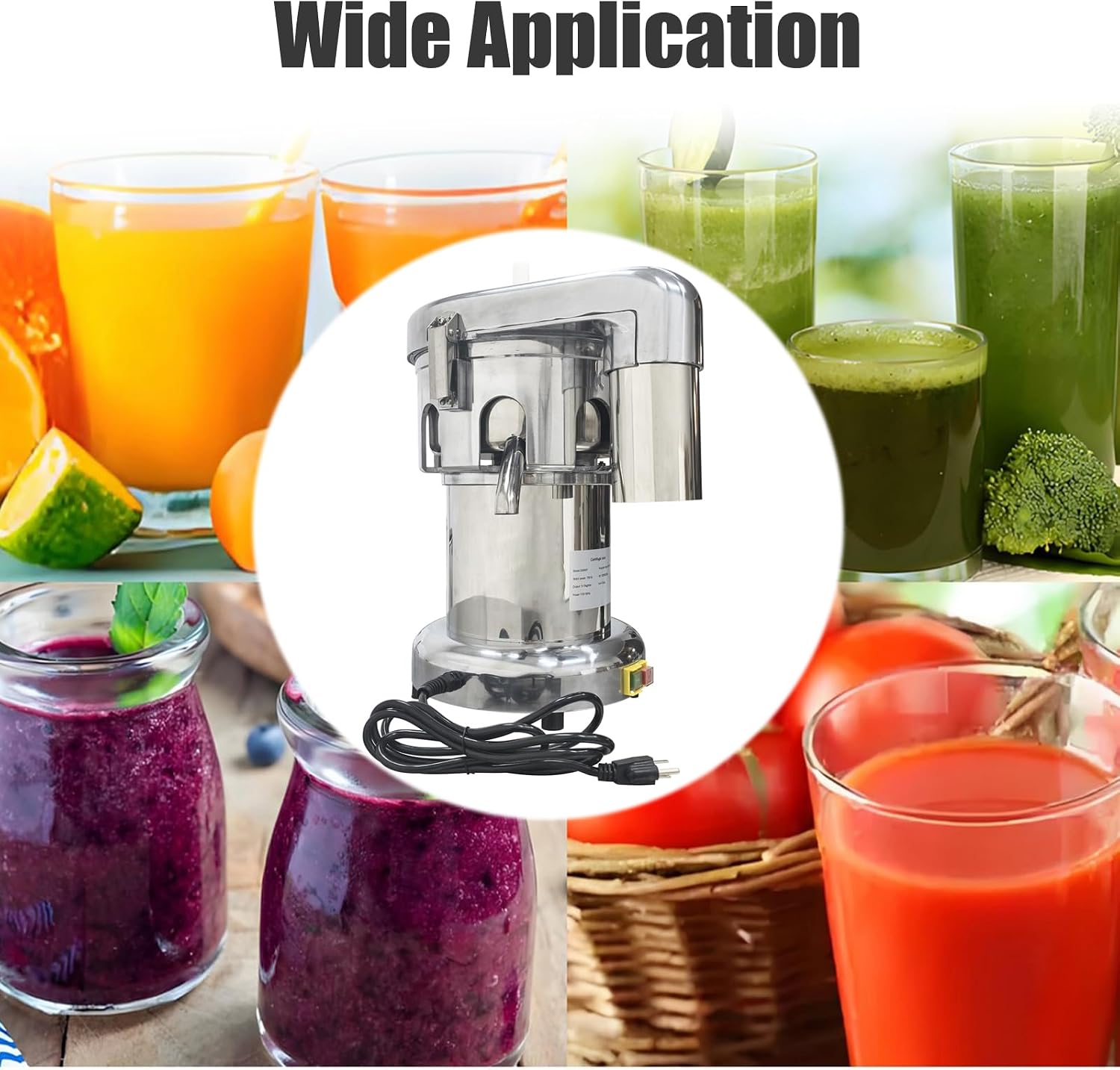 INTSUPERMAI 750W Commercial Juicer Machine Heavy Duty, 110V Centrifugal Juicers, Output Juice 22-30 lb/min, #304 Stainless Steel Electric Fruit Juicer for Gym Clubs, Canteens