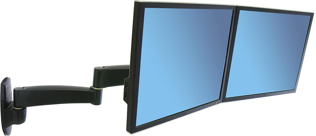 Ergotron – 200 Series Dual Monitor Arm, VESA Wall Mount – for 2 Monitors Up to 22 Inches, 0 to 13 lbs Each – Black