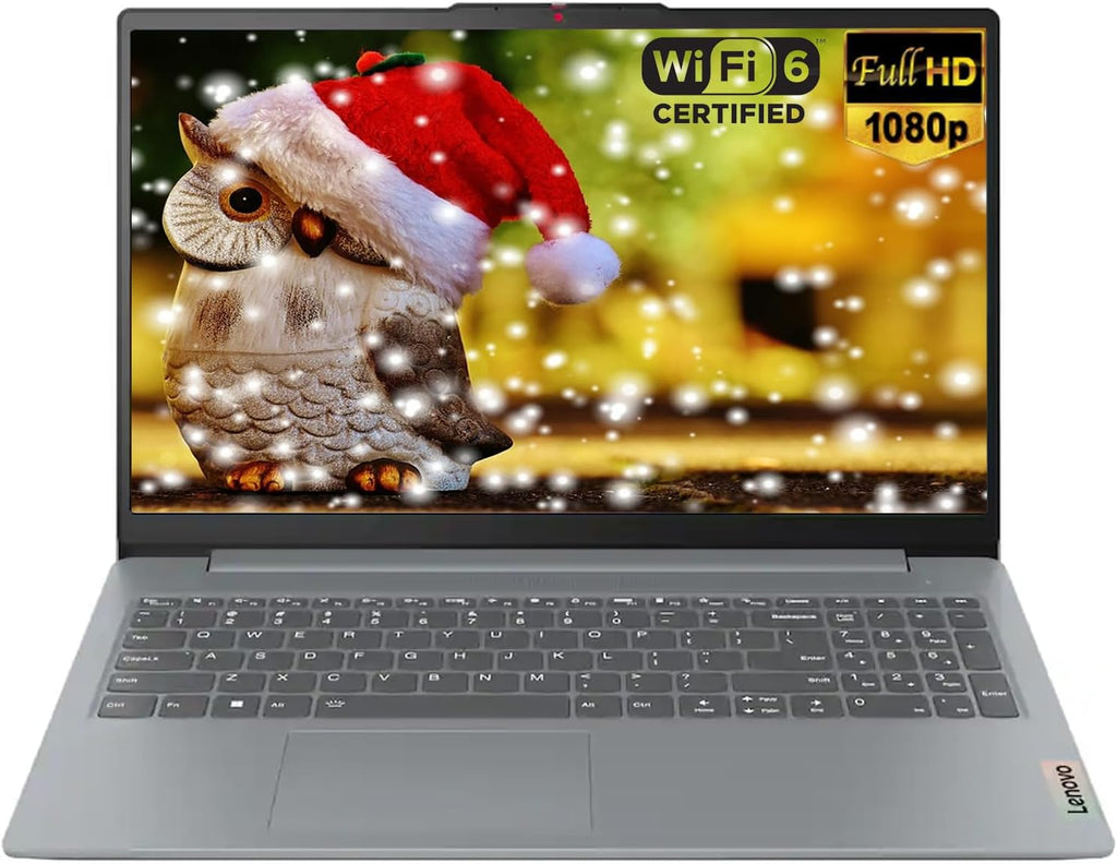 Lenovo IdeaPad Slim 3i 15.6' FHD Laptop, Intel Core i3-N305 (8-Core) CPU, 8GB LPDDR5 RAM, 128GB UFS, Intel UHD Graphics, Wi-Fi 6, SD Card Reader, Windows 11 S, Arctic Grey, EAT Laptop Foldable Stand
