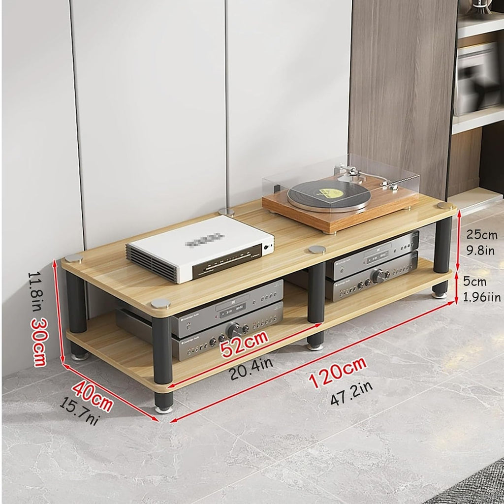 AV Media Stand, Audio Rack Corner Component Cabinet, Open Storage Shelf, Power Amplifier Shelf Equipment, TV Printer Storage Stand, for Home, Office(White,2 Tier 30CM/11.8in)