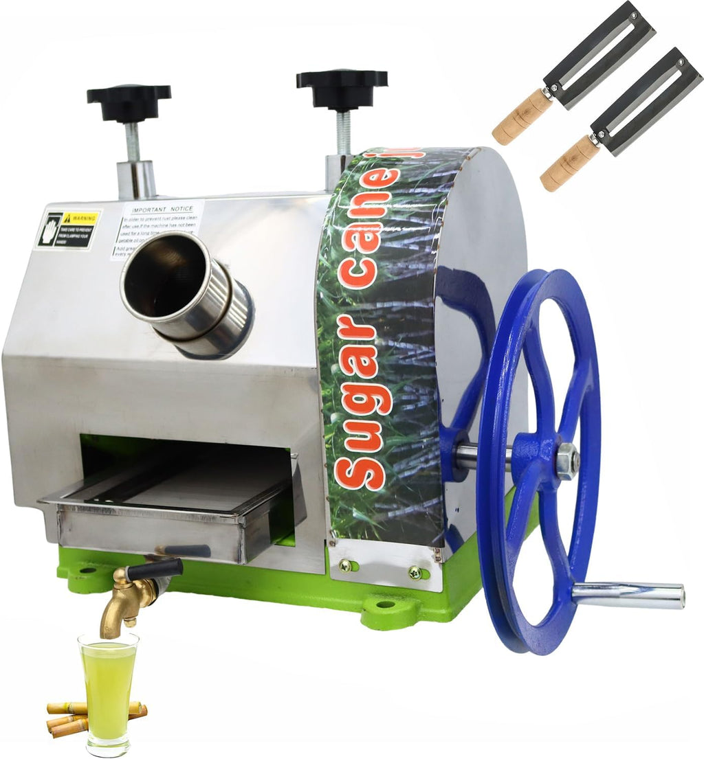 TECHTONGDA Efficient Manual Sugar Cane Juicer Machine, 330LB/H Output Sugar Cane Juicer Press, 2.4' Large Inlet Sugarcane Press Extractor with 2 Peeling Knives, Ideal for Homes, Shops, Restaurants