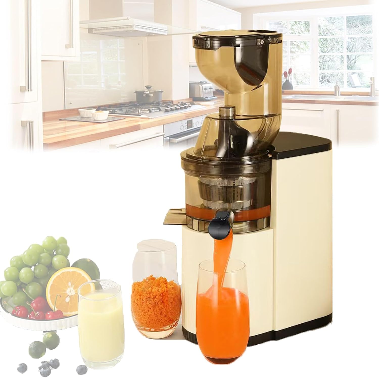 Juicer Machine,Big Mouth Large 3 Inch Feed Chute,800W Power,65rpm/Min,500ML Centrifugal Juicer,For Whole Fruits And Veg,Easy To Clean,With Juice Cup,Cleaning Brush,White