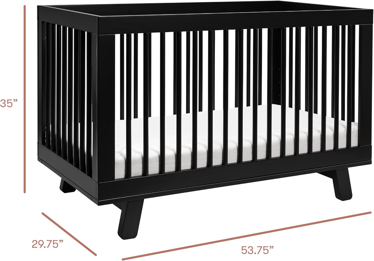 Babyletto Hudson 3-in-1 Convertible Baby Crib - GREENGUARD Gold Certified Convertible Crib to Toddler Bed & Daybed - Wooden Baby Bed with 4 Adjustable Mattress Heights - Easy to Assemble - Black