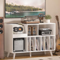 LELELINKY Large 48'' Record Player Stand with Storage, Vinyl Record Storage Holder with Display Area, Turntable Stand Record Player Table Holds Up to 450 Albums,Record Stand for Music Room Living Room