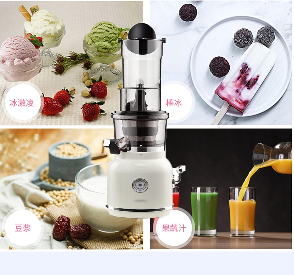 'Slow Masticating Juicer, 180W Cold Press Juicer with Wide Groove, High Juice Yield, Easy to Clean for Vegetables & Fruits, White