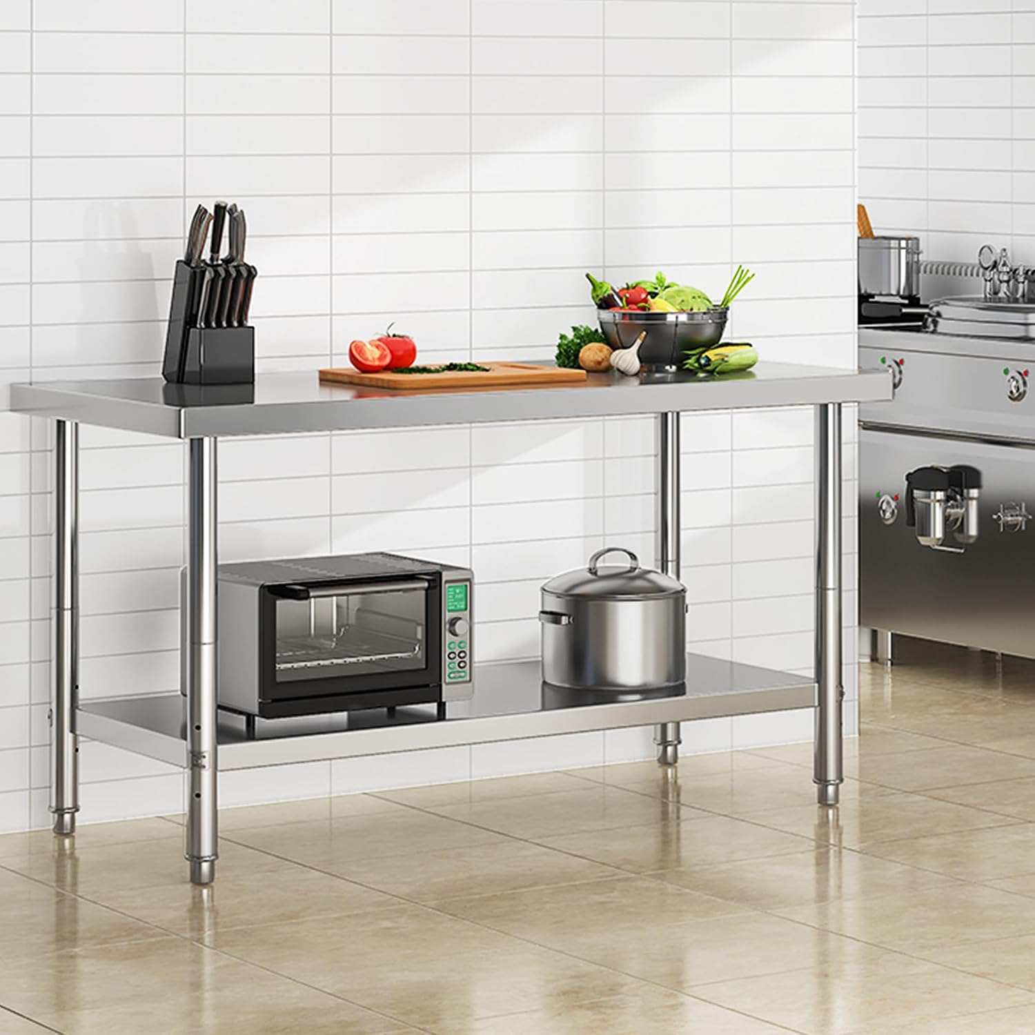YITAHOME NSF Stainless Steel Table, 60' X 24' Worktable w/Undershelf, Heavy Duty Prep Workstation for Home Kitchen Commercial Restaurant Garage Warehouse Outdoor