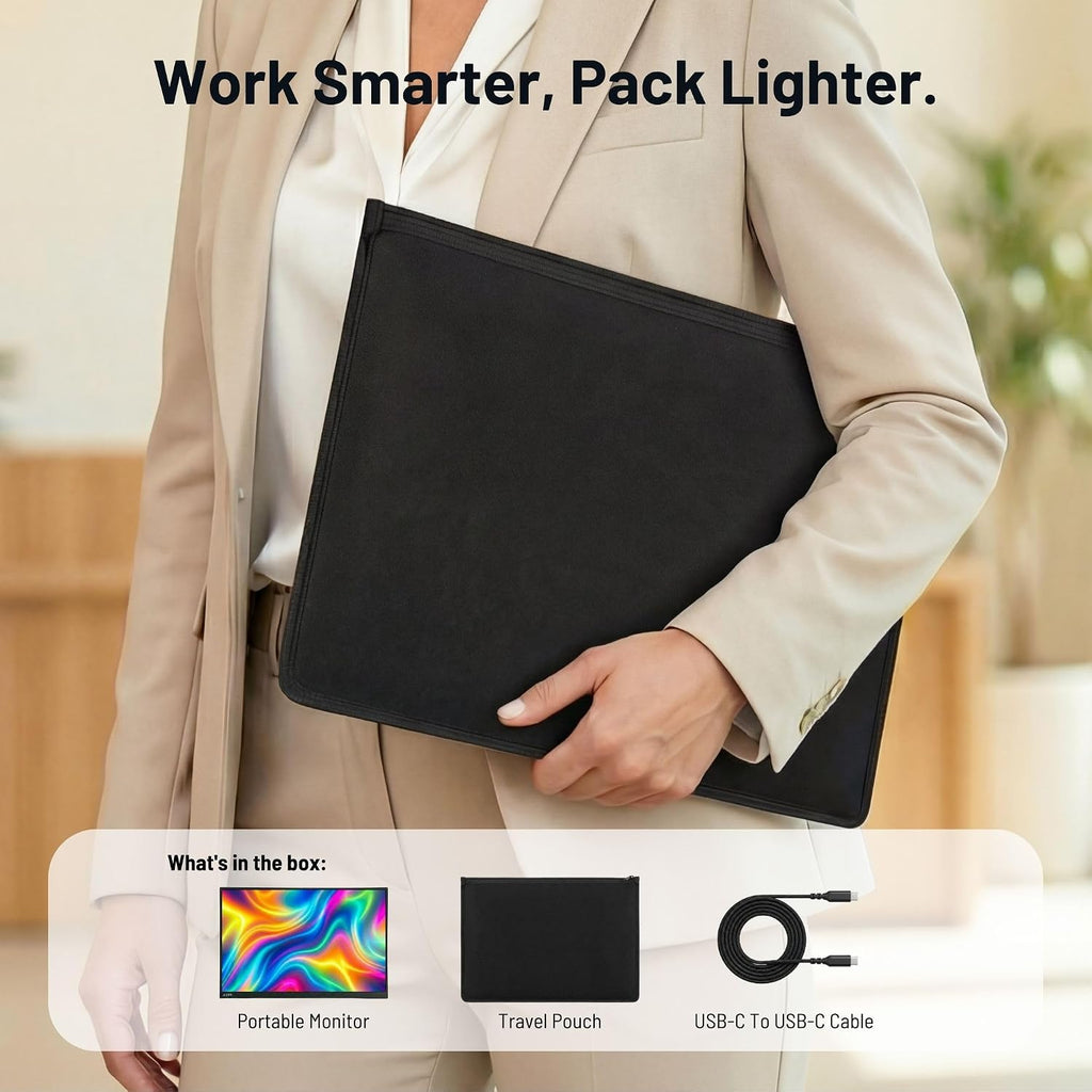 AXM 16' Portable Monitor 2.5k QHD IPS 120Hz Flicker-Free 400 Nits 140% sRGB(OLED-Like Colors) USB-C HDMI 2nd Monitor for Switch (Dock-Free), Windows, MacBook, Phone, Xbox (16' QHD)