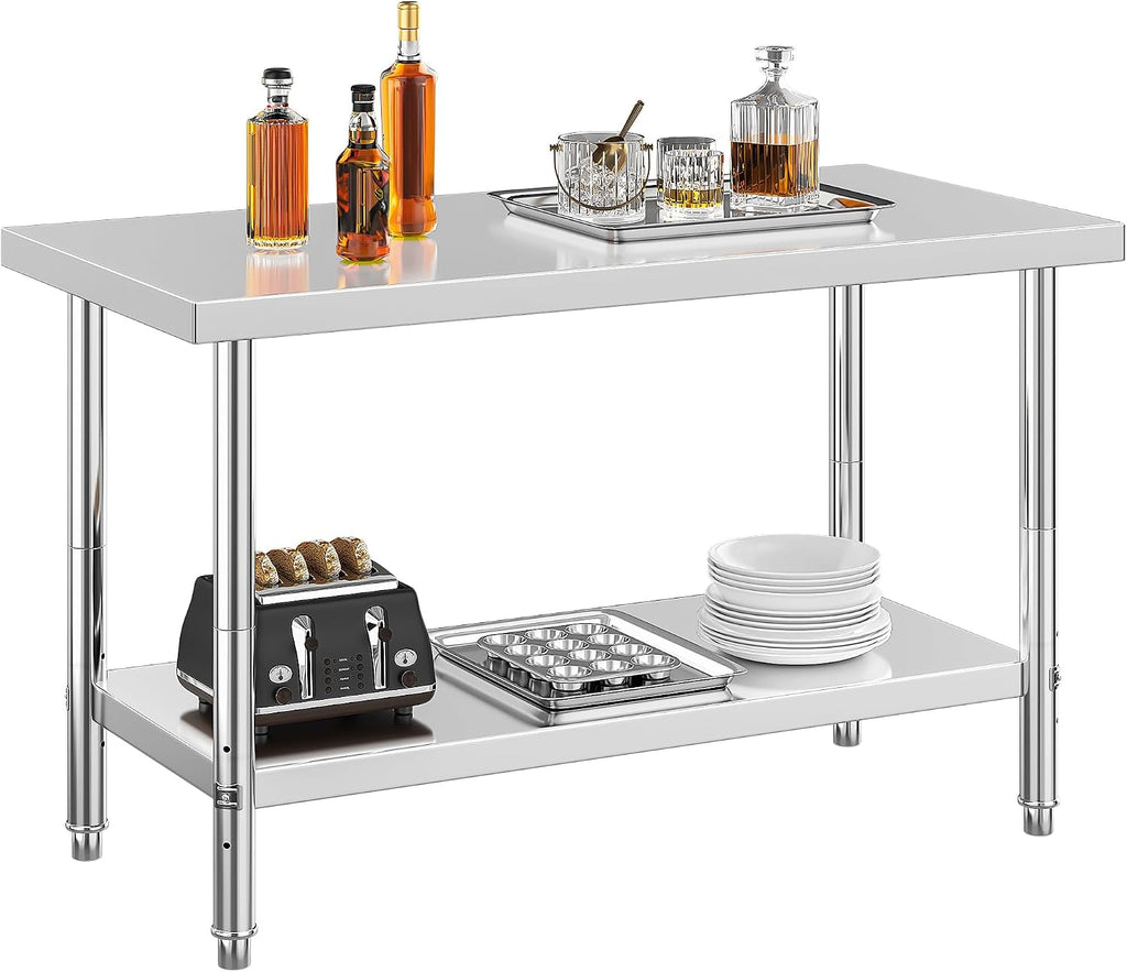 YITAHOME NSF Stainless Steel Table, 48' X 24' Work Table w/Undershelf, Heavy Duty Prep Table for Home Kitchen Commercial Restaurant Garage Warehouse Outdoor