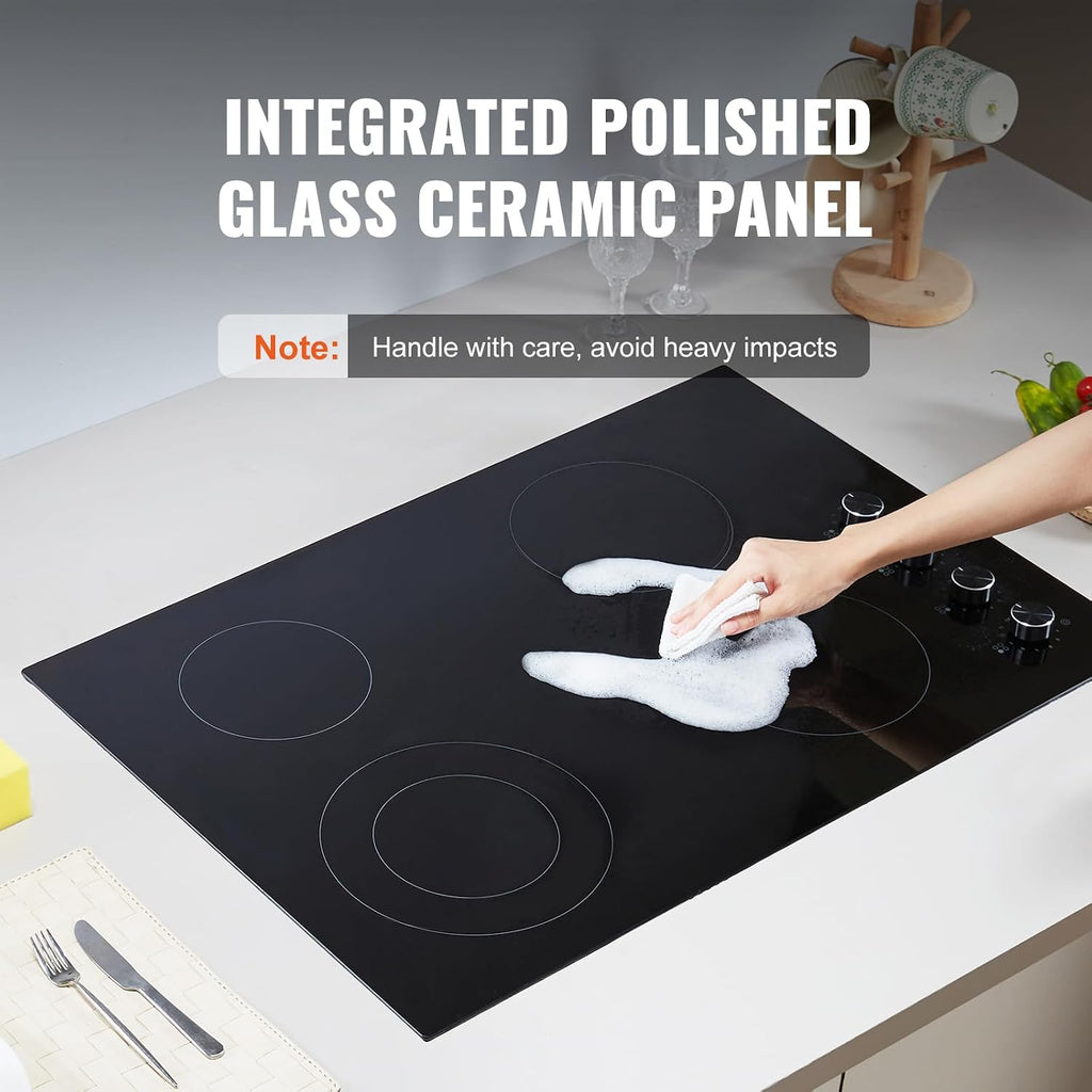 Happybuy 30 - Inch Electric Cooktop: A 7200W Marvel for Your Kitchen! This built - in stove top comes with 4 burners, a sleek glass panel, and user - friendly knob controls