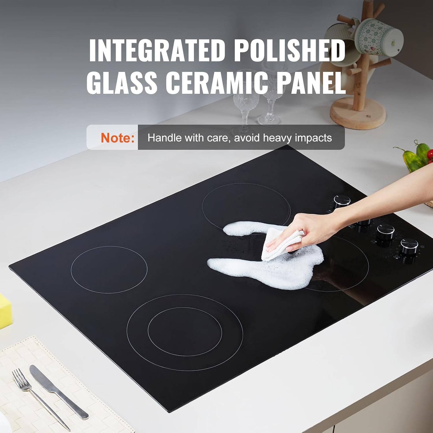 Happybuy 30 - Inch Electric Cooktop: A 7200W Marvel for Your Kitchen! This built - in stove top comes with 4 burners, a sleek glass panel, and user - friendly knob controls