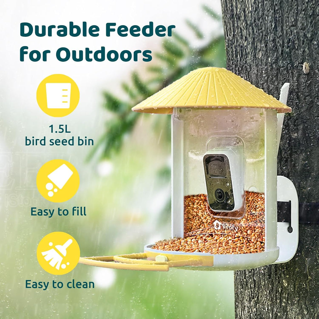 NETVUE by Birdfy Smart Bird Feeder with 2K AI Camera Solar Powered, 3MP Wireless Wildbird Watching, Live Stream & Night Vision, Auto-Capture & Notify, Collection & Cloud Storage (AI by Subscription)