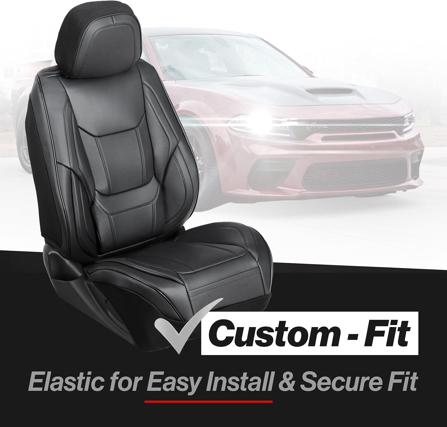 Coverland Custom Car Seat Covers Compatible with 2004-2008 Toyota Solara Convertible - Premium Leather Non-Slip Memory Foam Waterproof Seat Cover Custom fit Interior Protector [Front-Black]