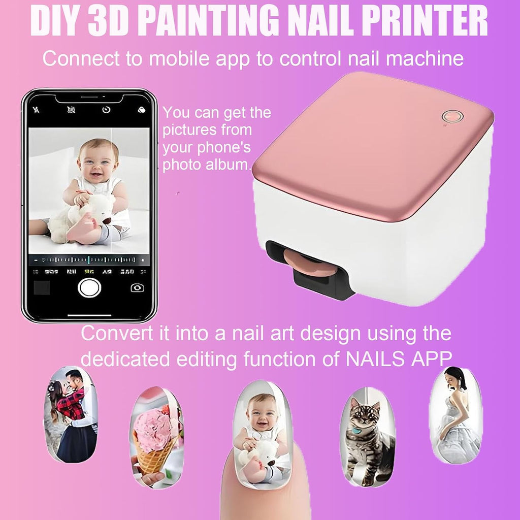 Protable 3D Nail Art Printer - 2026 DIY Nail-Art Machine, 4800dpi APP Control Nail Printing, Automatically Recognize Nail-Shape,Fast Drawing in 10S,for Girls' Home Nails,Weddings,Studio
