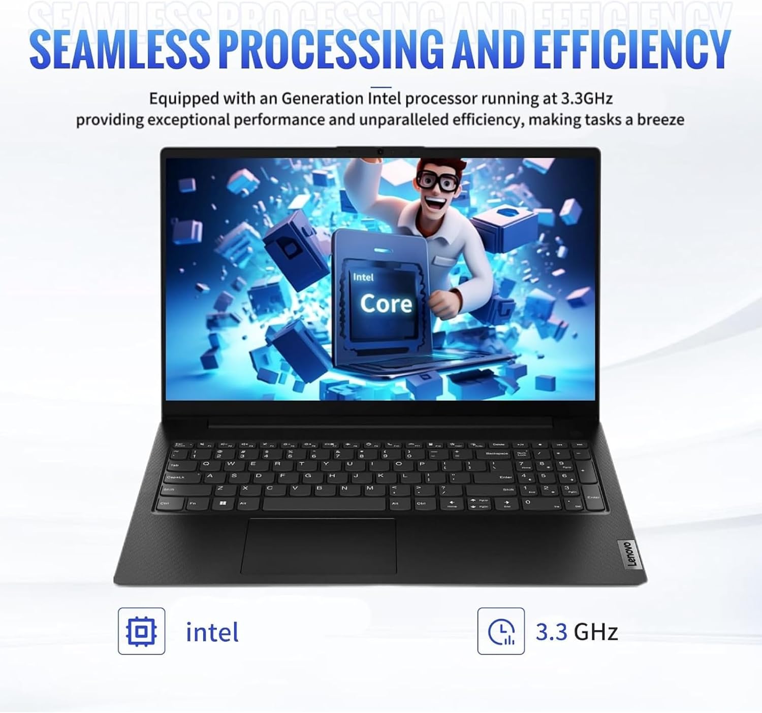 Lenovo V15 Gen-4 Laptop for Business, 16GB RAM, 1TB SSD, Intel Quad-Core Up to 3.3GHz, 15' FHD Display, Dolby Audio, HDMI, Type-C, Ethernet, Windows 11 Pro Black (Renewed)