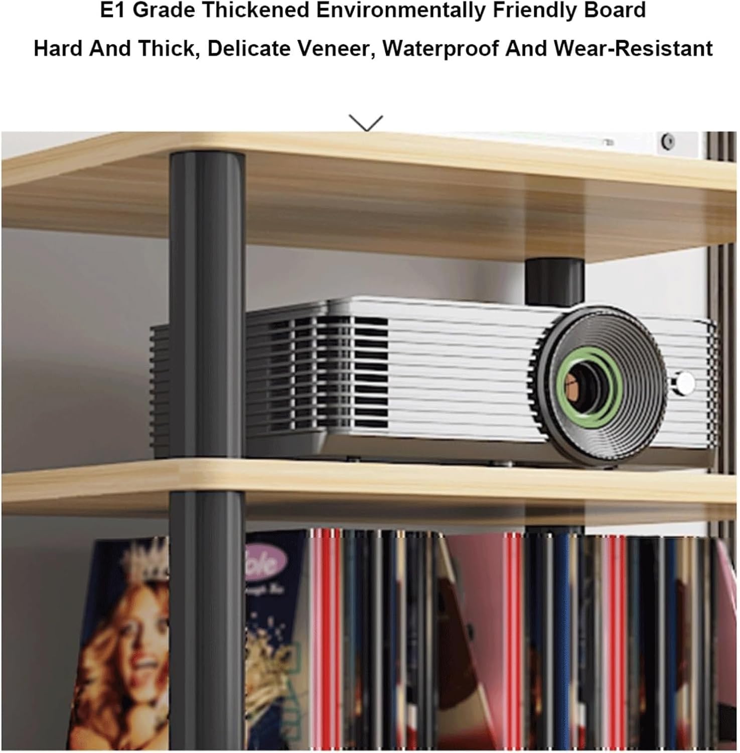 Audio Rack Multi-Layer Stereo Rack Audio Equipment Rack Audio Open Rack Cabinet Wooden HiFi Rack Audio-Video Shelving with Steel Pipe(Natural,2 Tier)