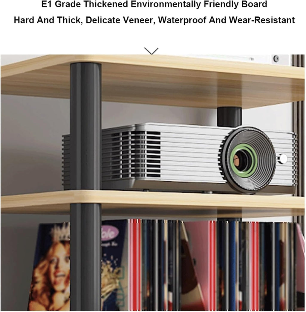 Audio Rack Multi-Layer Stereo Rack Audio Equipment Rack Audio Open Rack Cabinet Wooden HiFi Rack Audio-Video Shelving with Steel Pipe(Natural,3 Tier)