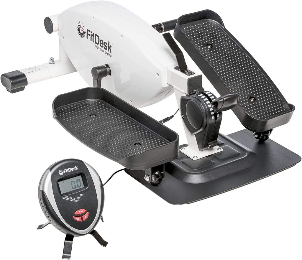 FitDesk Under Desk Bike Exercise Machine, Compact Magnetic Pedal Exerciser, Mini Elliptical, Quiet Seated Cardio Trainer for Home Office Workouts, Adjustable Resistance Bike for Desk Fitness
