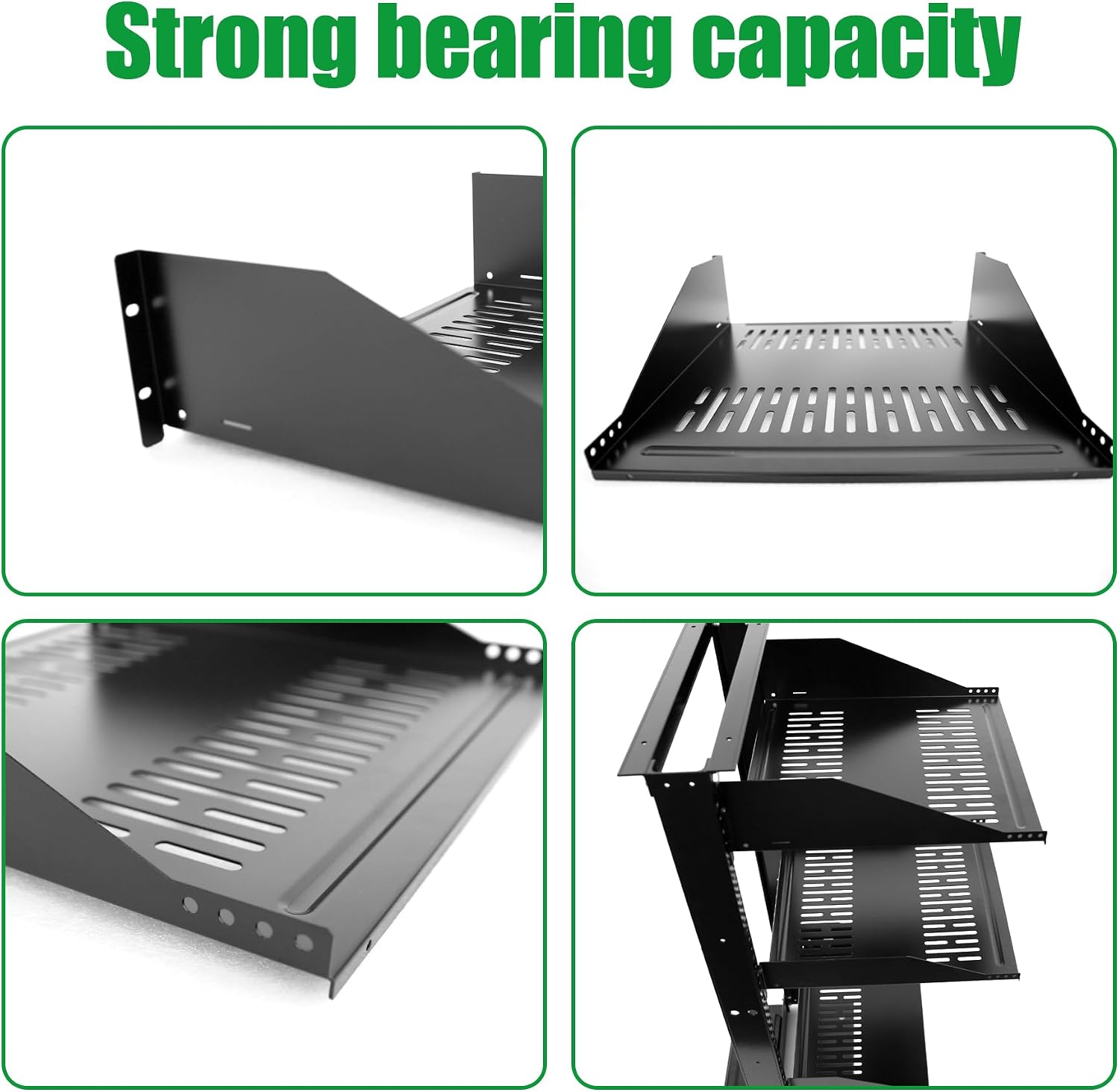 Server Rack Shelf-Universal Vented Rack Mount Cantilever Tray for 19' Network Rack & Cabinet - Heavy Duty Steel - Weight Capacity 115lb-3U H 18' D/ 2 Pieces Packaging GLOBALRACK (3U18, 18INCH)