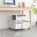 Printer Table 2 Tiers Rolling Printer Stand Under Desk Printer Stand Office Movable Printer Desk with 4 Wheels & Lock Mechanism for Mini 3D Printer, White Printer S,