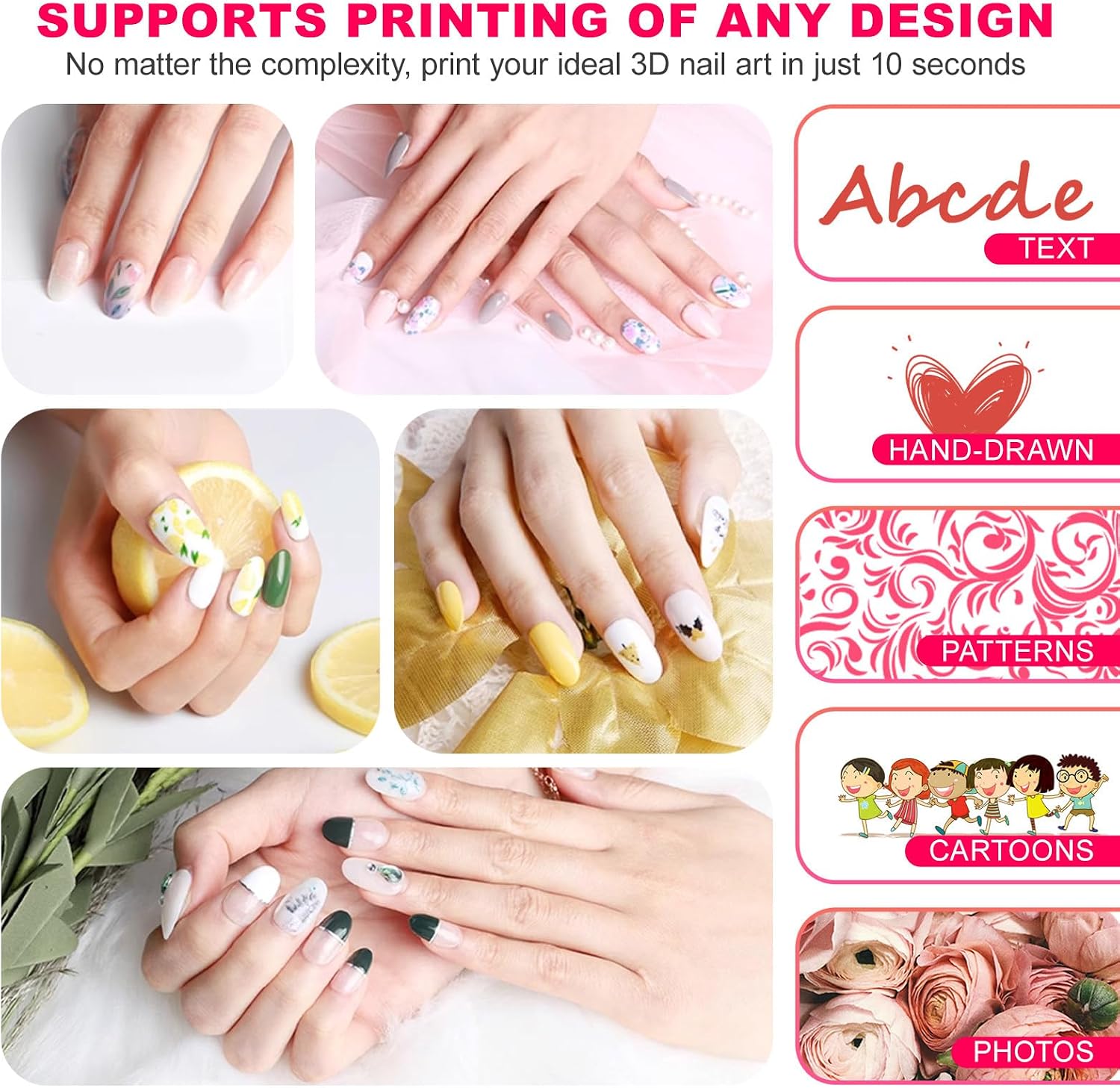Automatic 3D Nail Art Printer Machine with Touch Screen & Built-in Dryer, Includes Nail Polish Pack - Perfect for Girls & Women to Create Salon-Quality Nails at Home