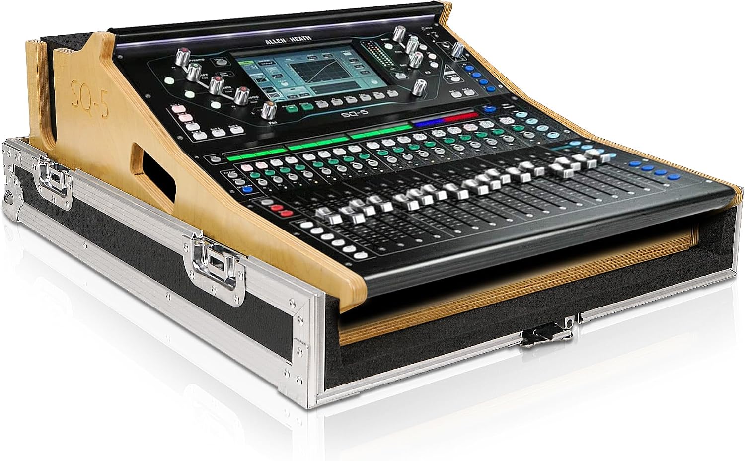 Sound Town ATA Plywood Mixer Case for Allen & Heath SQ5 with Interior Foam Protection, Doghouse, Caster Wheels and Removable 5/8 Inch Birch Plywood Tray (STRC-SQ5DH)