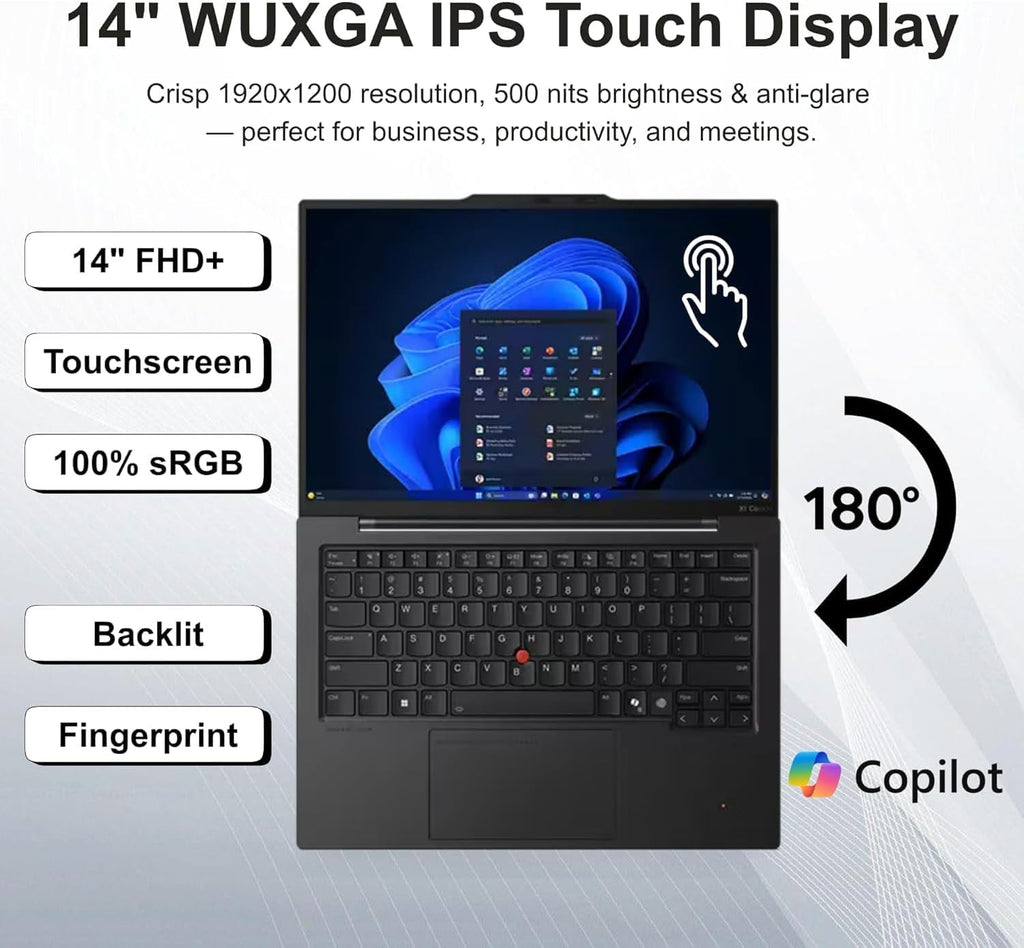 Lenovo ThinkPad X1 Carbon Gen 13 Business AI Laptop, Intel Core Ultra 7 255U, 14' FHD+ Touchscreen, 32GB DDR5, 1TB SSD, 1080p IR Camera, Fingerprint, Wi-Fi 6E, Win 11 Pro, Bundle with 7-in-1 USB-C Hub