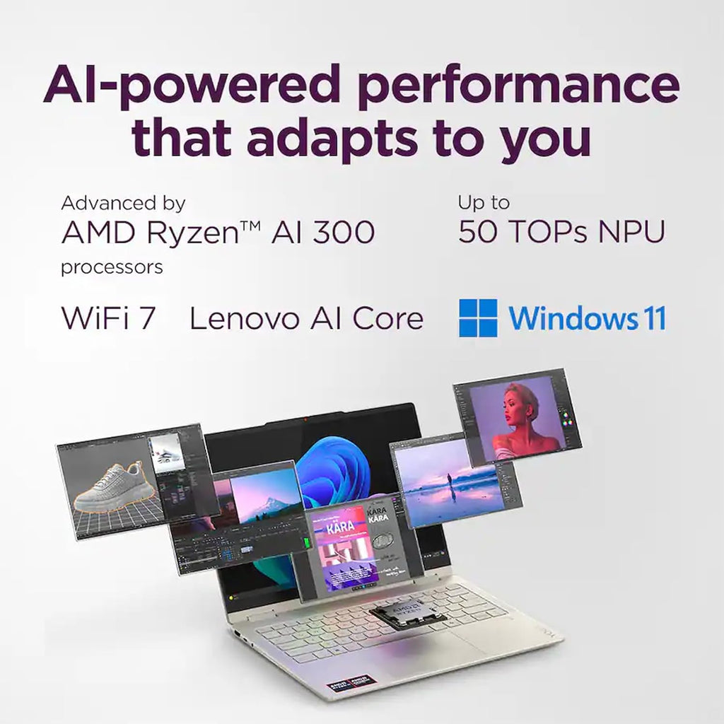 Lenovo Yoga 7 2-in-1 Copilot+ AI PC Laptop, 14' 2K OLED Touch (100% DCI-P3), AMD Ryzen AI 5 340 (Up to 50 Tops), 16GB LPDDR5, 512GB SSD, for Creator Business Professional, Windows 11, EAT 16GB USB PEN