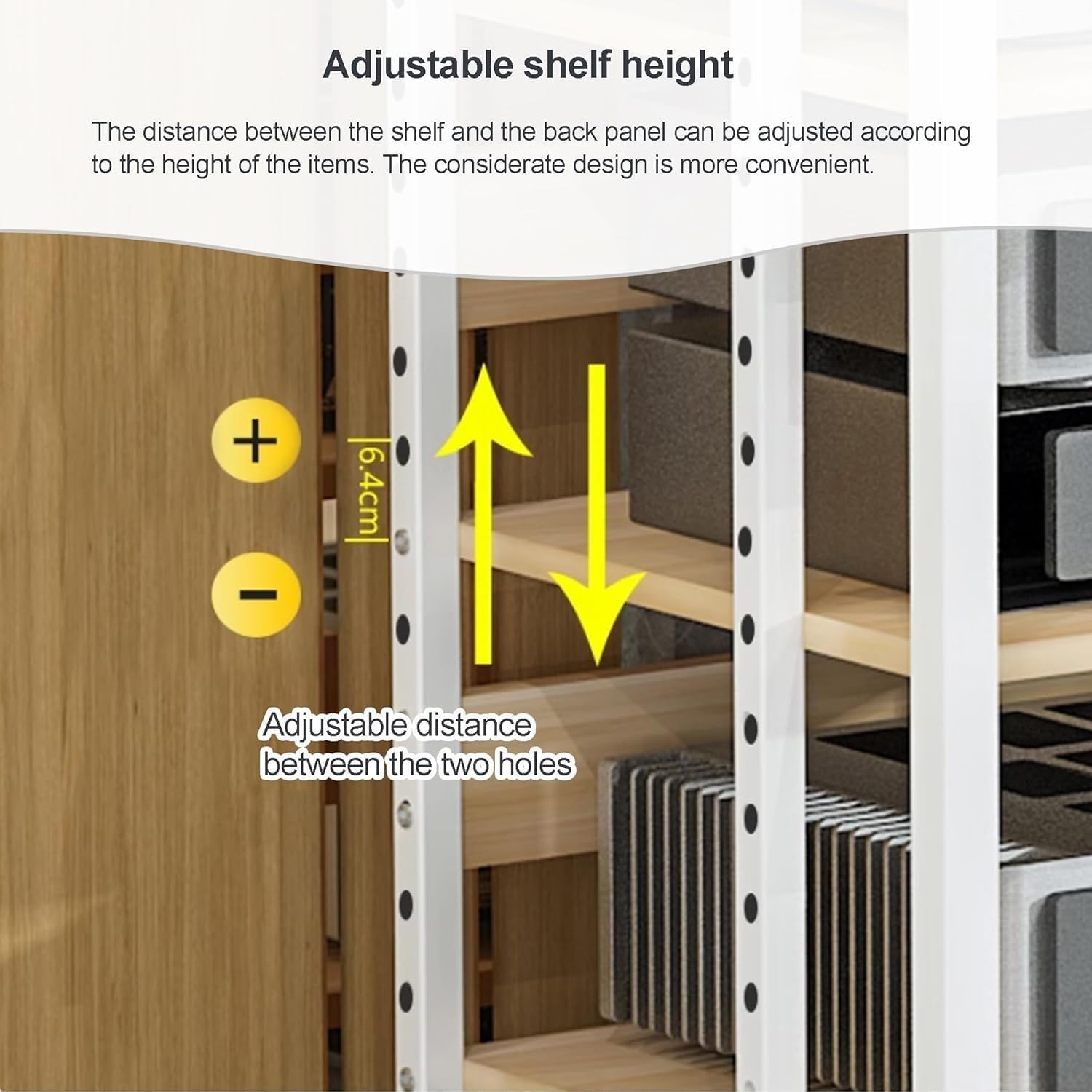 HiFi Rack Audio Cabinet for Media Component with Wheels and Adjustable Wooden Shelves Sturdy Storage Rack for Record Player, TV Box, Amplifier(White,50x42.5x90cm)