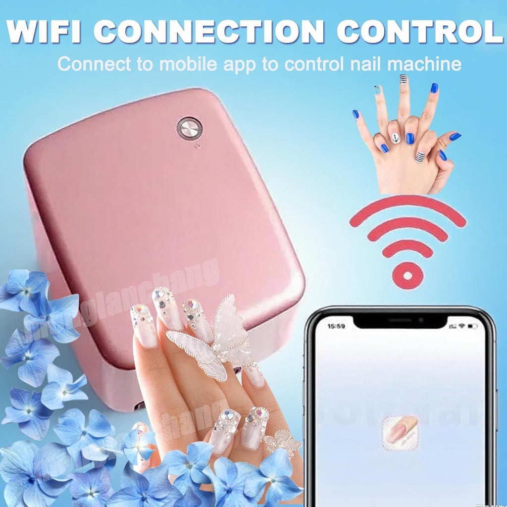 3D Smart Nail Printer | Mini Digital Mobile Nail Art Printer Machine | Portable Nail Painting Machine Support WiFi/DIY/USB(4800dpi High-Definition) | 10s Painting for Girls' Home Nails