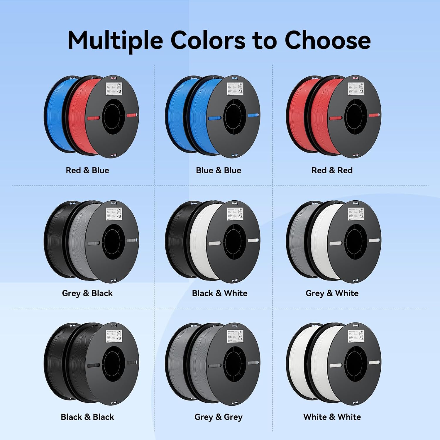 Creality K2 SE 3D Printer Bundle with PLA Filament 1.75mm 4 Packs（1 Black+1 White+1 Red+1 Blue）