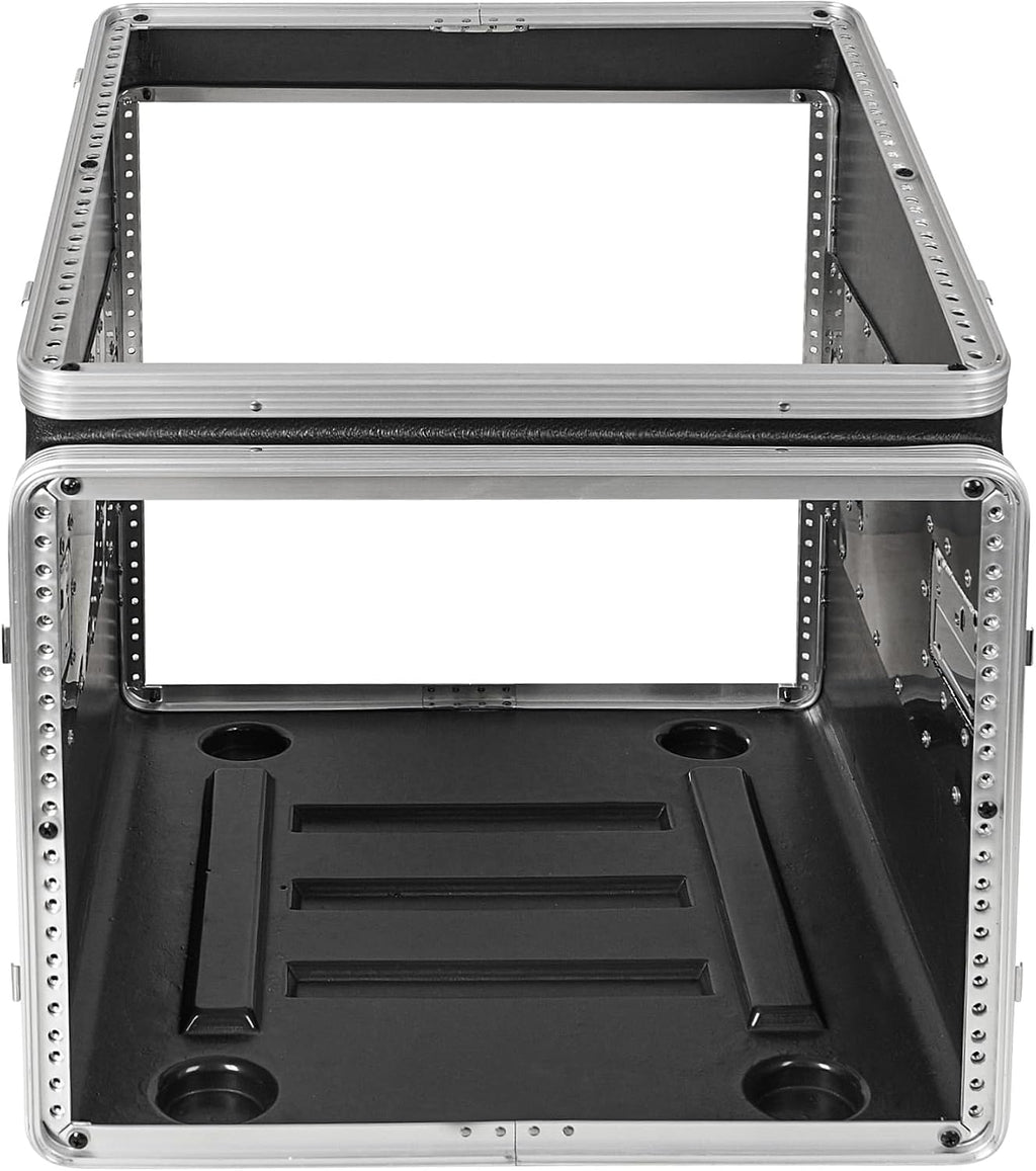 Sound Town Lightweight and Compact 8U ATA ABS Rack Case, with Slant Mixer Top, Casters, 21' Depth, 10U Top and 8U Side Spaces (STMR-A10X8UW)