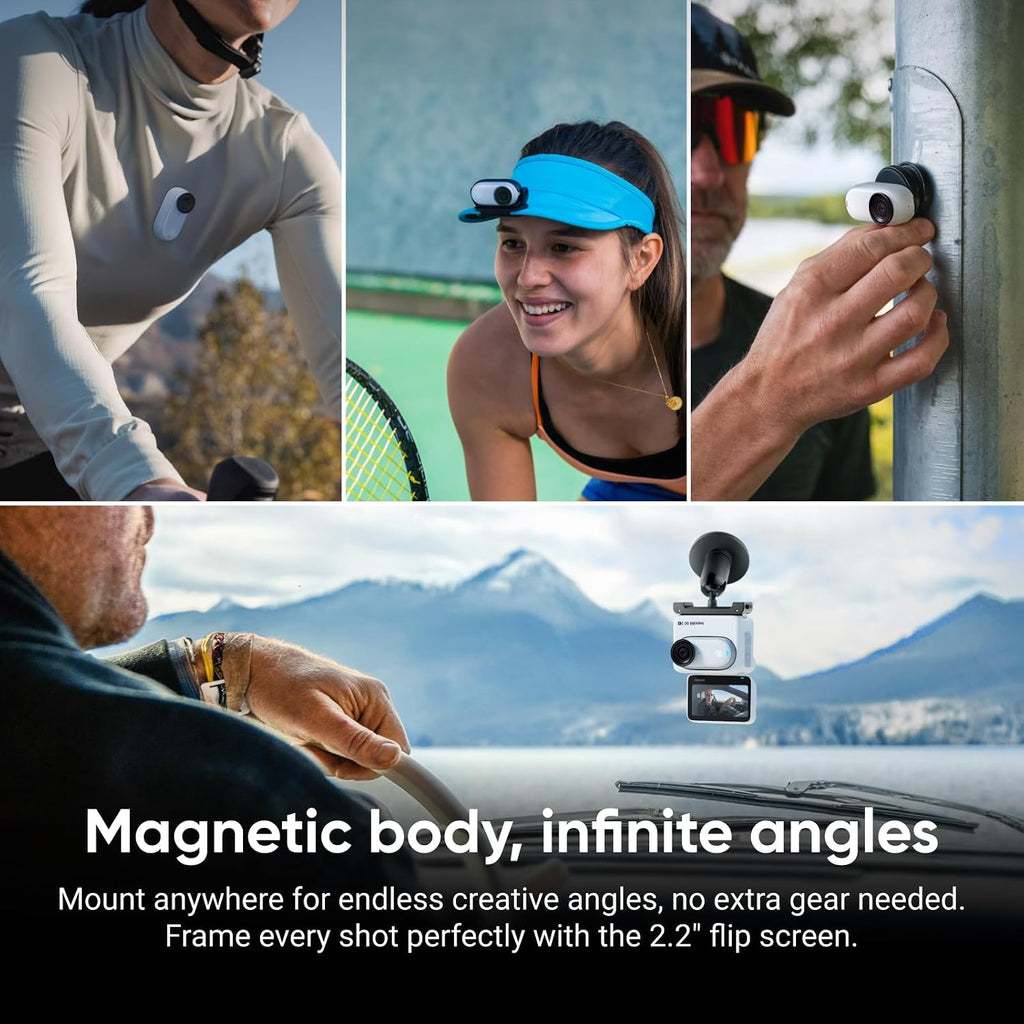 Insta360 GO 3S - 128 GB White 4K Tiny Portable Vlogging Camera, Hands-Free POVs, Mount Anywhere, Stabilization, 140 Min Battery Life, 10m Waterproof, Apple Find My, Pet POV