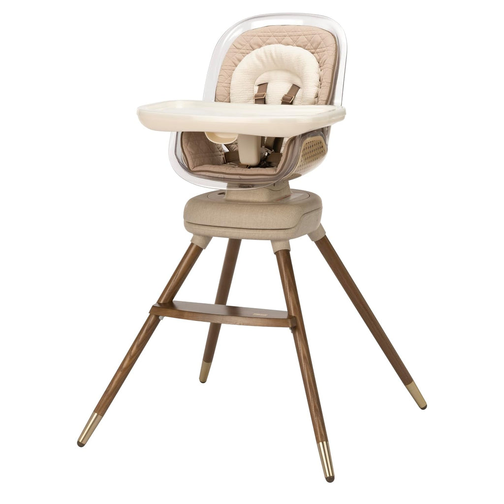 Maxi-Cosi Kiskadee 360 Rotating High Chair, 7 Modes, Infant to 5 Years up to 50 lbs, ClipQuik Magnetic Clip, 3-Position Tray, Washable Pad, Infant Recline, Booster Seat, Child Stool, Natural Heritage