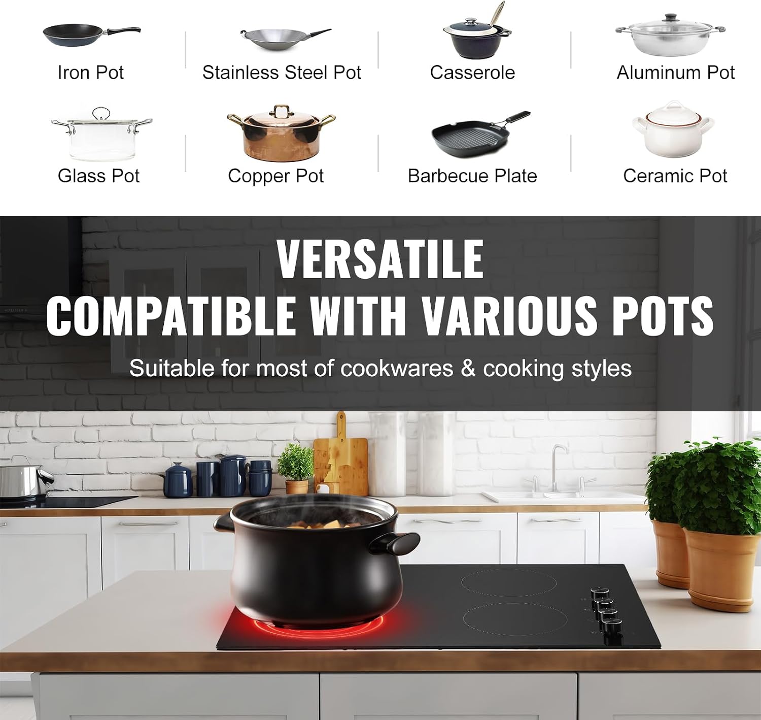 Happybuy 30 - Inch Electric Cooktop: A 7200W Marvel for Your Kitchen! This built - in stove top comes with 4 burners, a sleek glass panel, and user - friendly knob controls
