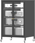 35.8' H Media Storage Cabinet with Wheels, Audio-Video Media Stand, Stereo Cabinet with Adjustable Shelves, Record Player Stand for Meeting, Living, Recording Room