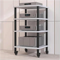 Audio Rack with Wheels Stereo Rack Audio Equipment Rack Audio Open Stereo Shelf Wooden Movable HiFi Rack Audio-Video Shelving Practical(Wei�,4 Tier)
