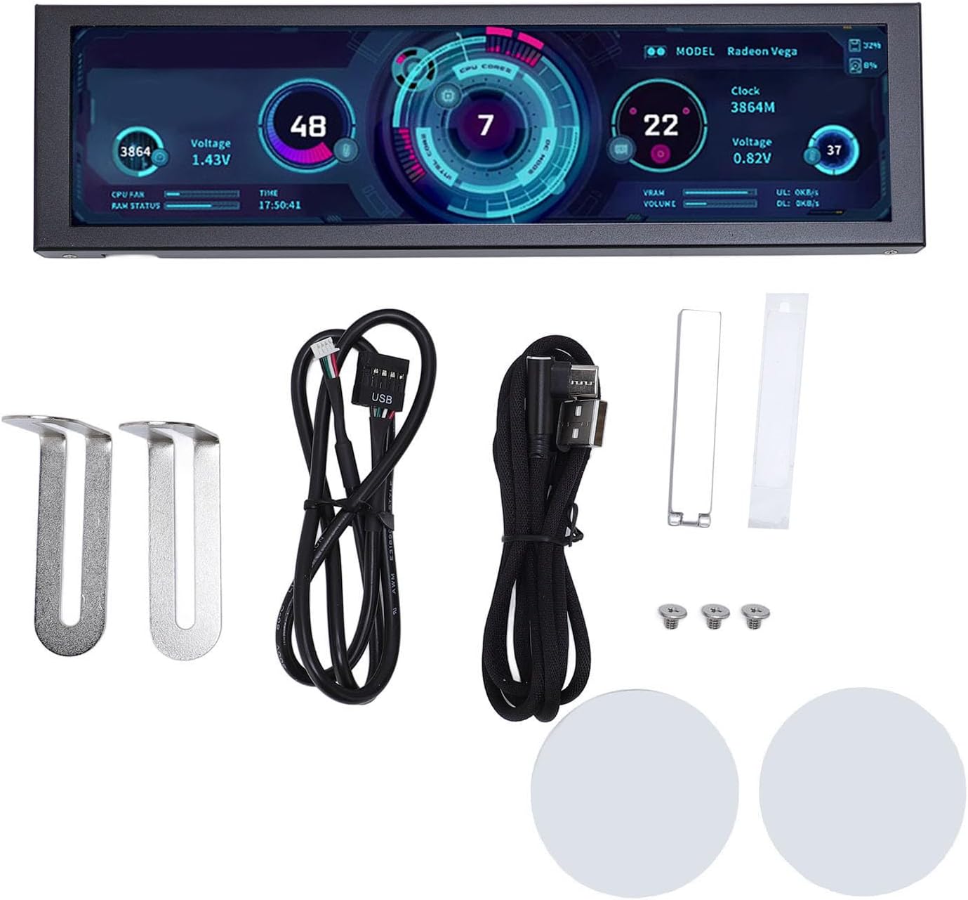8.8 Inch Computer Secondary Screen,1920x480 LCD Display,PC Temperature Monitor,Computer Case Temperature Screen,Computer Secondary Display,CPU GPU Monitor