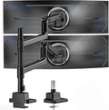 monTEK Dual Monitor Arm for up to 57' and 59.4 lbs Ultrawide Screen, Aluminum Heavy-Duty Gas Spring Vertical Stackable Curved Screen Adjustable Monitor Stand, 75/100mm Vesa Mount, Black
