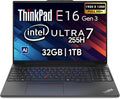 Lenovo ThinkPad E16 Gen 3, 16' FHD+, Intel Ultra 7 255H, 32GB DDR5 RAM, 1TB NVMe, Fingerprint, Backlit Keyboard, WiFi 6E, RJ-45, FHD Webcam, Windows 11 Pro, AI Business Laptop - Black
