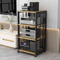 4-Tier AV Media Stand Component Cabinet Rack Audio Tower with Adjustable Shelves,Movable Media Storage Cabinet,Audio Rack Tower AV Equipment Cabinet(WhiteA)