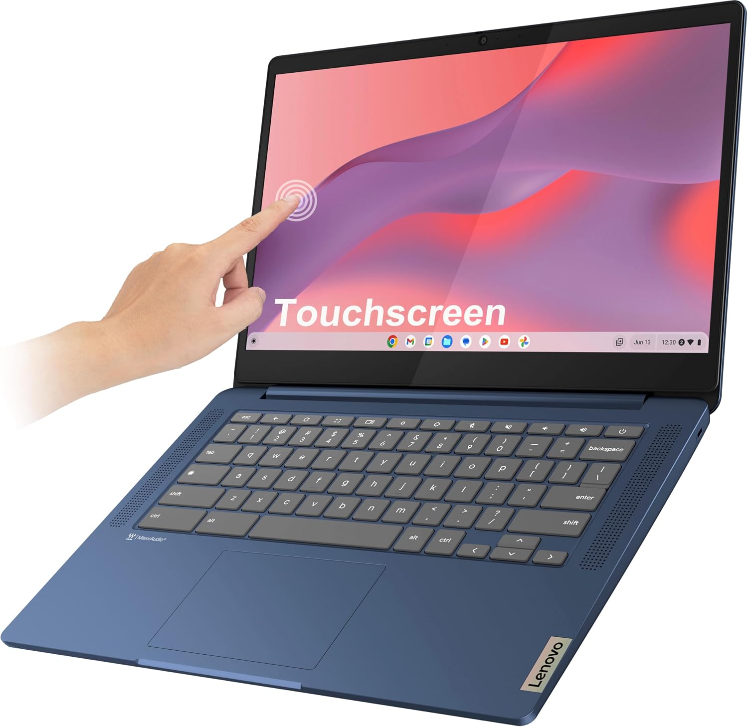 Lenovo Chromebook 14 Touchscreen Laptop (14' FHD Touch Display, 8-Core MediaTek Kompanio 520, 4GB RAM, 128GB Storage (64GB eMMC+64GB SD)), Webcam, 13-Hrs Long-Battery Life, Chrome OS, Abyss Blue